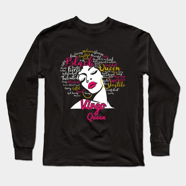 Virgo Queen Funny Birthday Gift for Black Women Girl Long Sleeve T-Shirt by easleyzzi